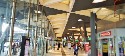 The main doors leading to the street at Napoli Centrale with the main departure hall to the right