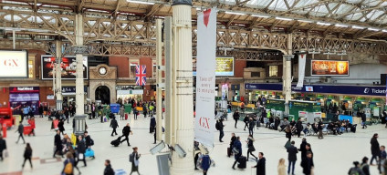 Victoria station's ticket office, on the right, is at the rear of the Southern concourse