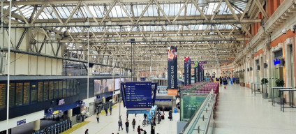 The upper balcony level which houses the access to Waterloo East station