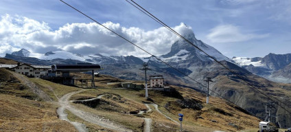 Looking towards the Matterhorn on the train heading up to Gornergrat railway