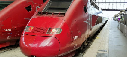 Thalys trains await departure from the Gare Du Nord in Paris