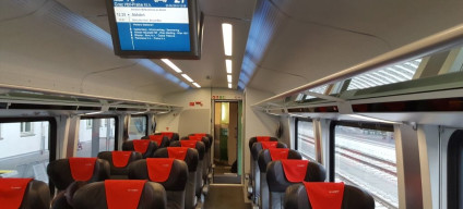 The first class seating saloon on a CD Railjet
