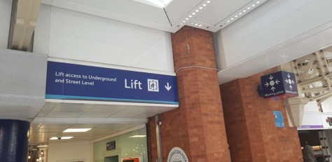 The lift to the left of the Underground station which avoids the need to use the staircase