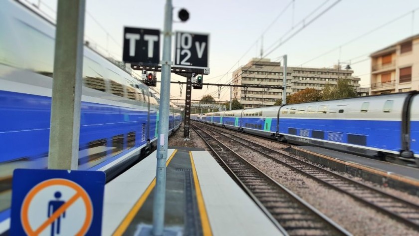 Two TGV Duplex trains pass each other