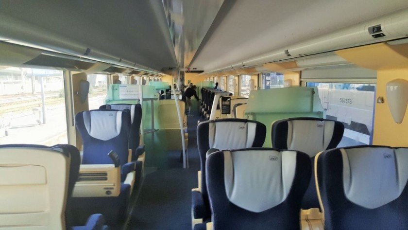 A refurbished 1st class seating saloon on an Intercites train