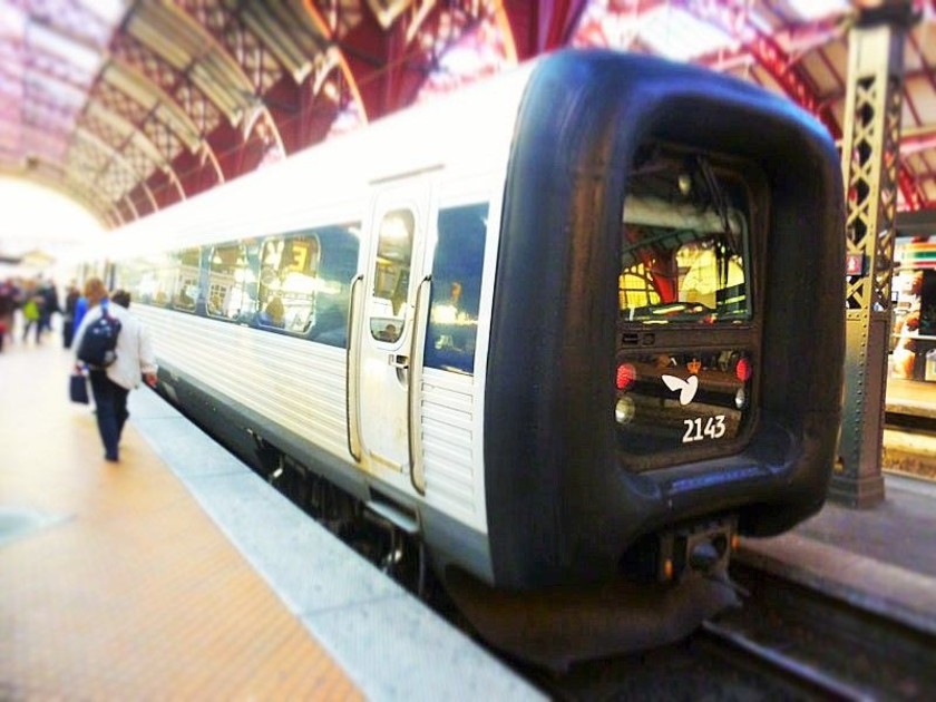 Front end view of a Danish IC3 train