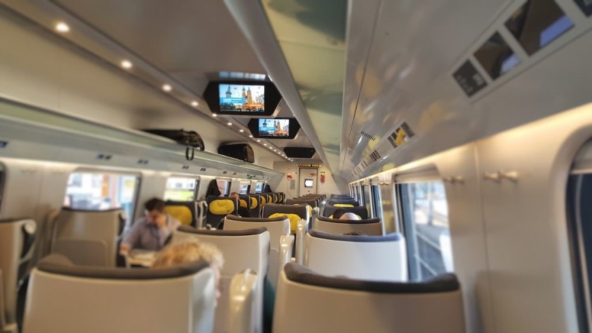 1st class seating saloon on a Polish EIP train