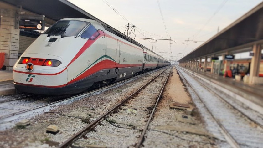 A non-tilting Freeciabianca train at Venezia Santa Lucia
