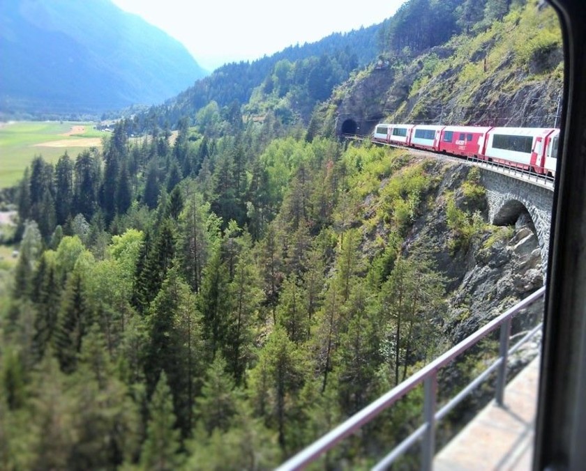 The Glacier Express on the part of the route between Chur and St Moritz