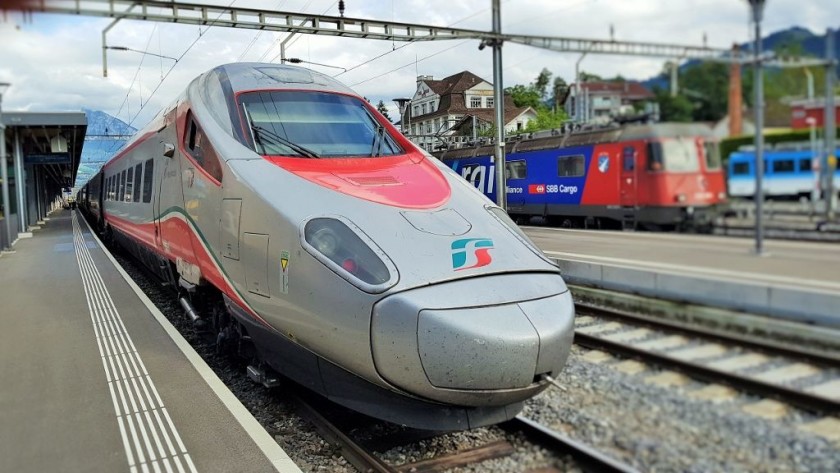 An ETR 600 train on the Basel to Milan via Luzern service