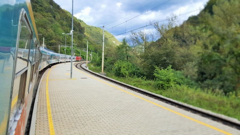 An EC train on the Villach - Vinkovici route which has Austrian, Croatian and Serbian coaches