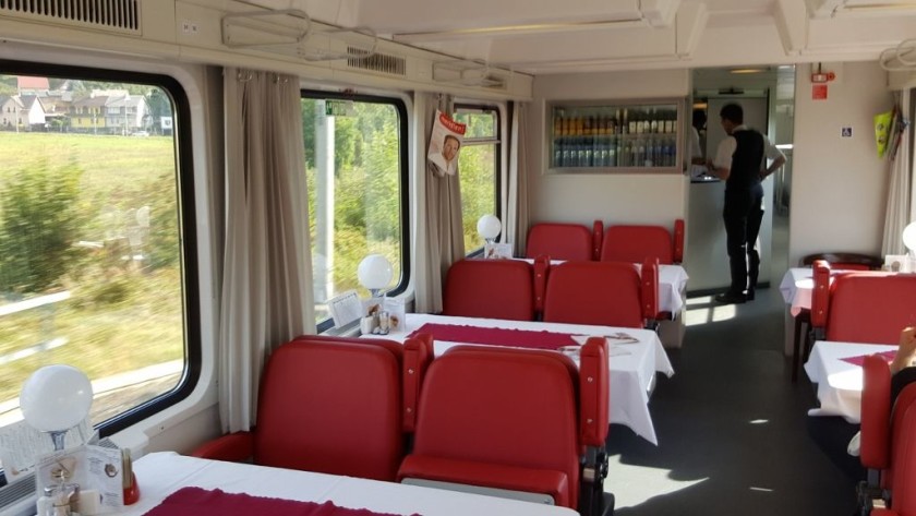 Restaurant car of train using Czech coaches
