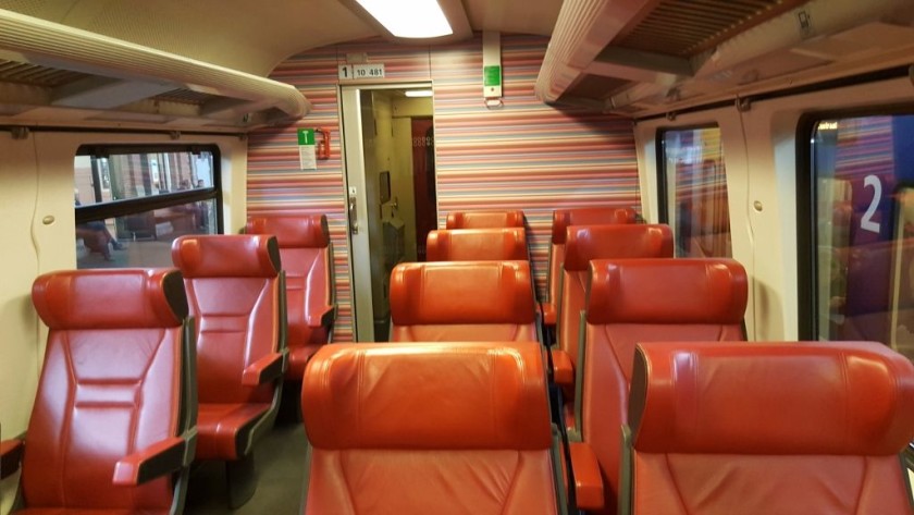 Interior of 1st class on an InterCity Brussels train