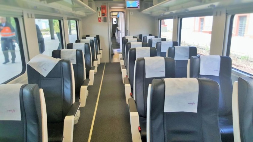 Interior of a Preferente class seating saloon on a Talgo train