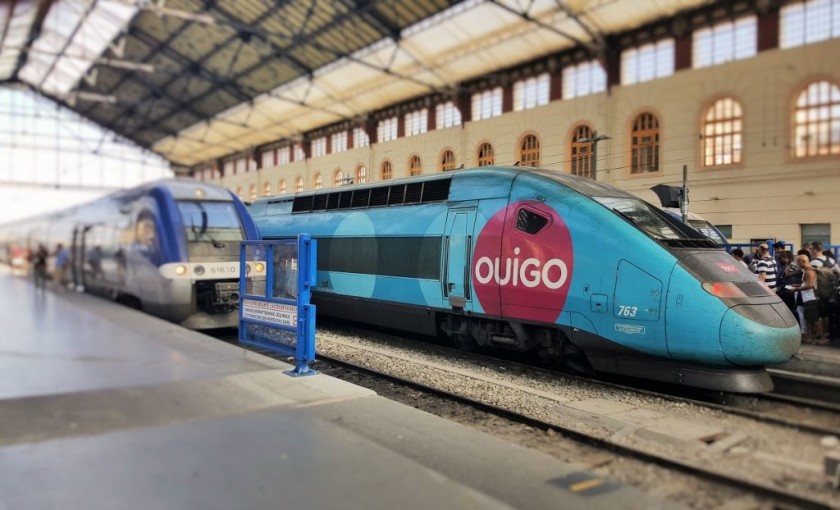 A TGV  train being used for a Ouigo service