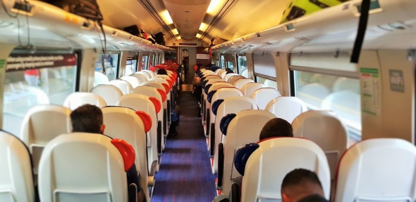 The interior of a Standard Class coach