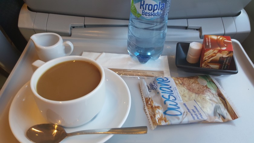 Complimentary breakfast on an EIP train