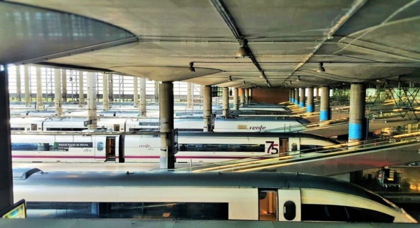 High speed trains line up at Madrid-Atocha station