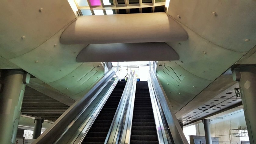 The newly installed escalators in the part of the station that has already been modernised