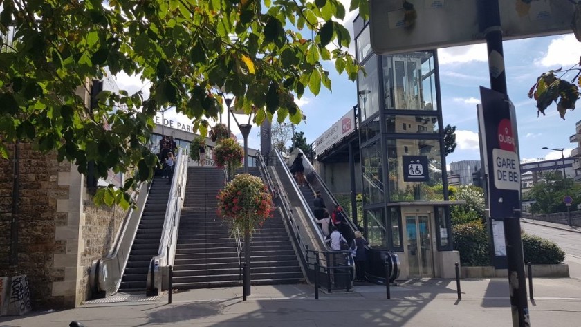 The escalators on the Boulevard de Bercy, which lead up to the mainline station entrance