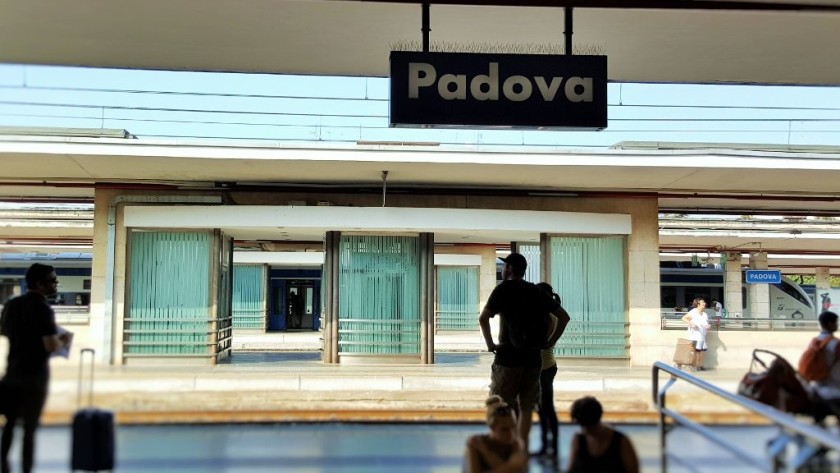 Waiting for trains to depart from binario 1 at Padova station