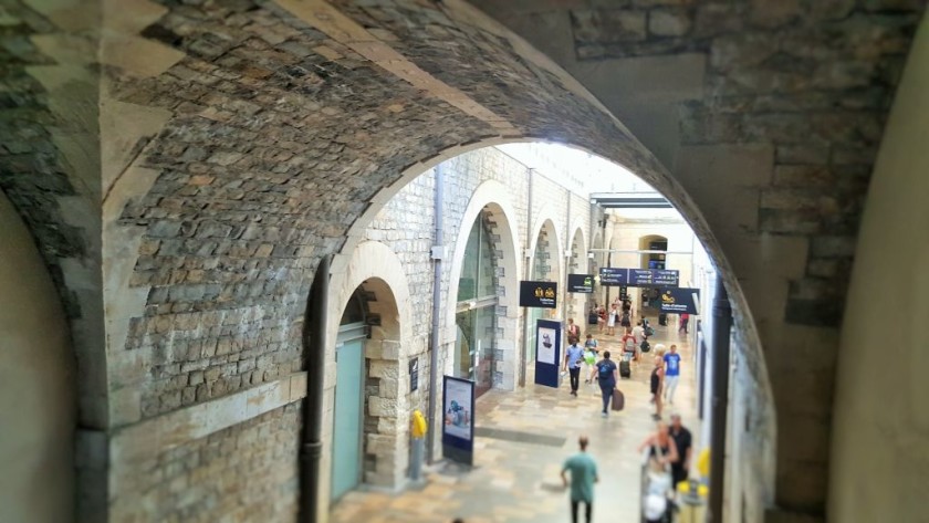 The view from one of the staircases which connect the trains to the entrance/exit