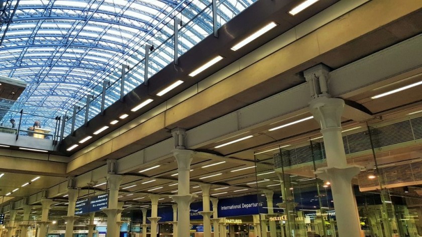 The entrance to Eurostar departures in the lower level 'Arcade' at St Pancras Internatonal