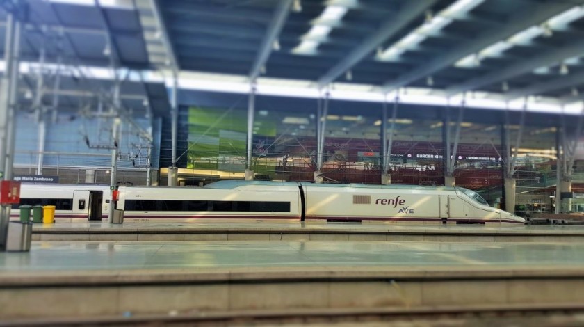 An AVE train has arrived at Malaga Maria Zambrano station