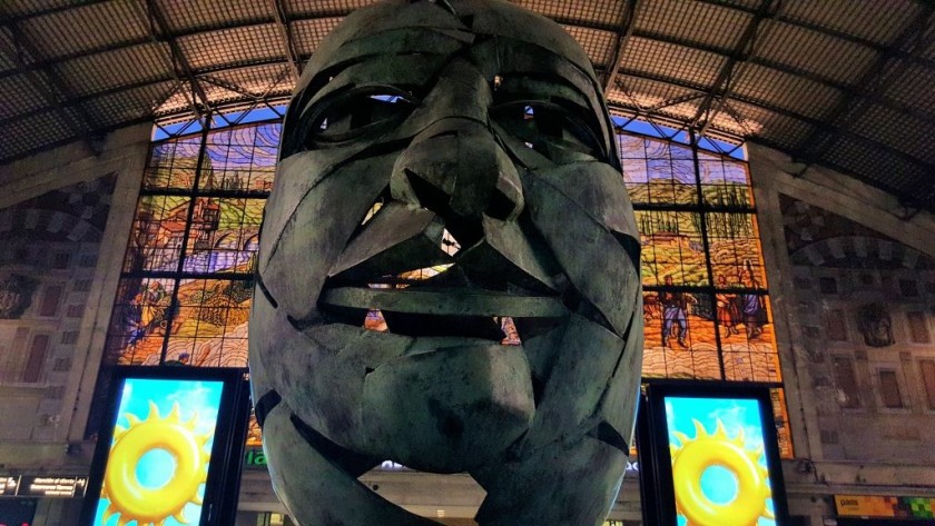 This statue watches over the concourse at Bilbao-Abando - head towards it from the trains to exit the station