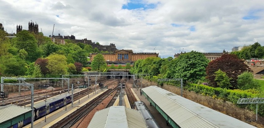The view from Waverley Bridge looking towards the castle over to the left