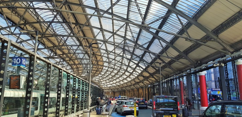 The taxi rank is within the station beside platform 10 and is accessed off the main concourse