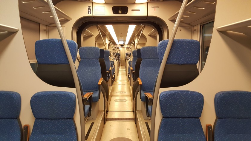 The Malpenza Express trains have deep luggage racks above the seats