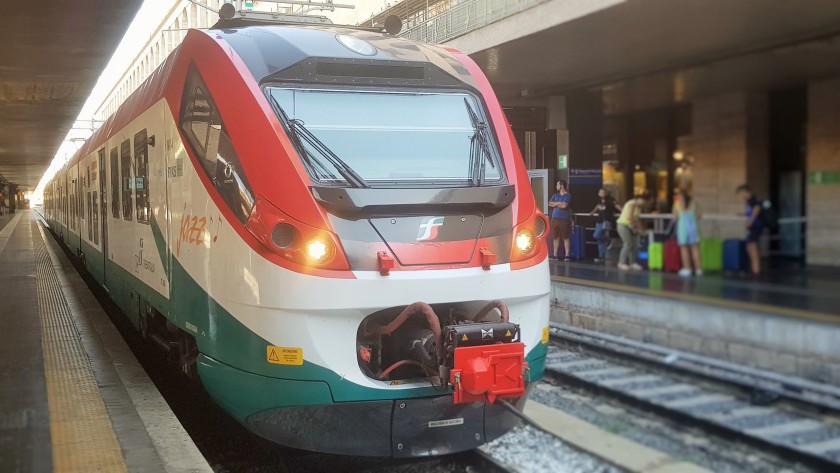 A Leonardo Express awaits departure from Roma Termini