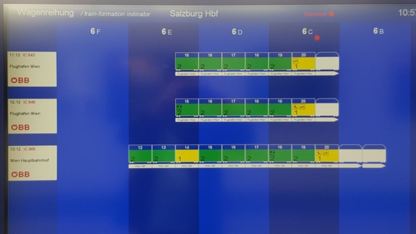 These screens show in which zone on the bahnsteig each coach on the train will occupy