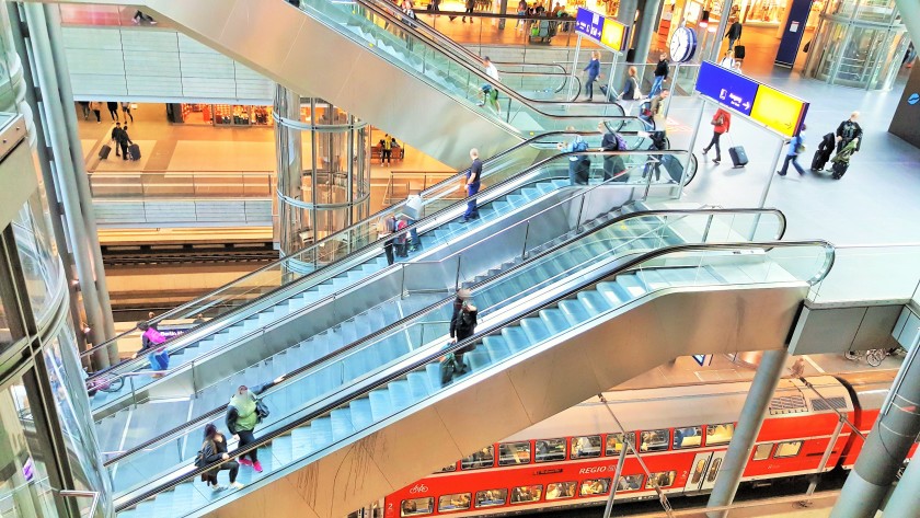 Escalators also connect the different levels