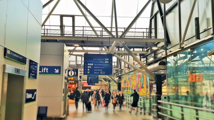 On the footbridge which connects the main station building with platforms 9 - 17
