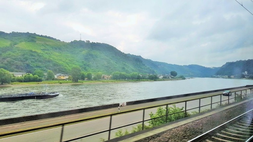 The views of the Rhine Valley can be seen from the left of the train
