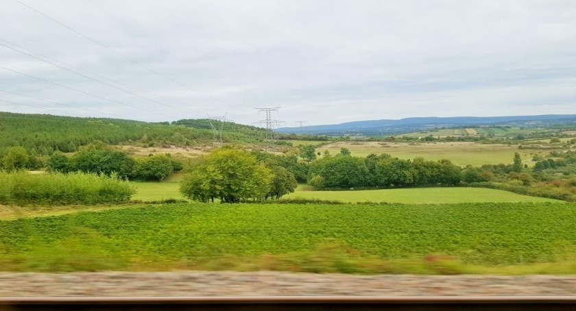 A typical view over the French countryside on the high speed line between Paris and Lyon