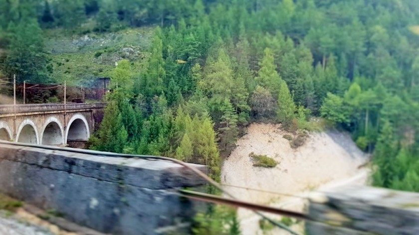 Crossing a viaduct between the tunnels on the Semmering Pass