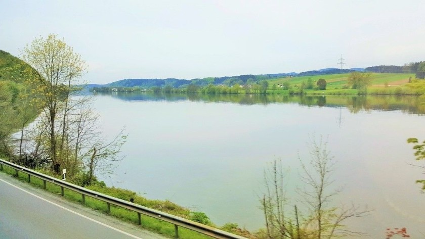 After departing Passau, the Danube can be seen on the right