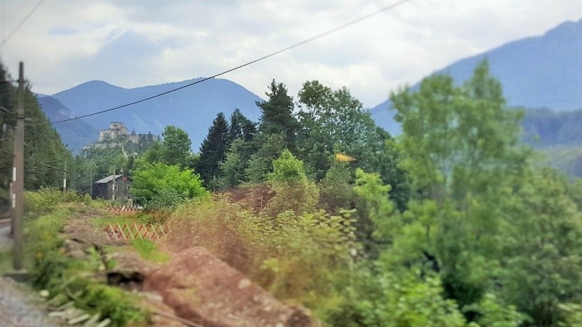 Passing one of the castles which can be seen from the train