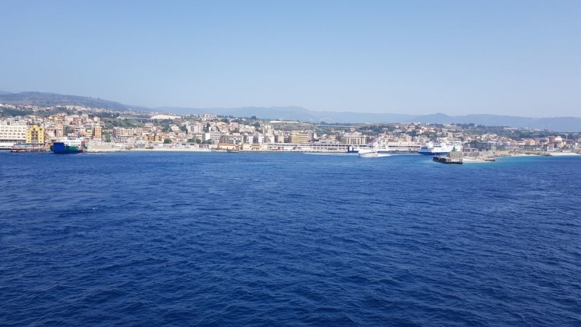 The view from the deck of the train ferry to Sicily