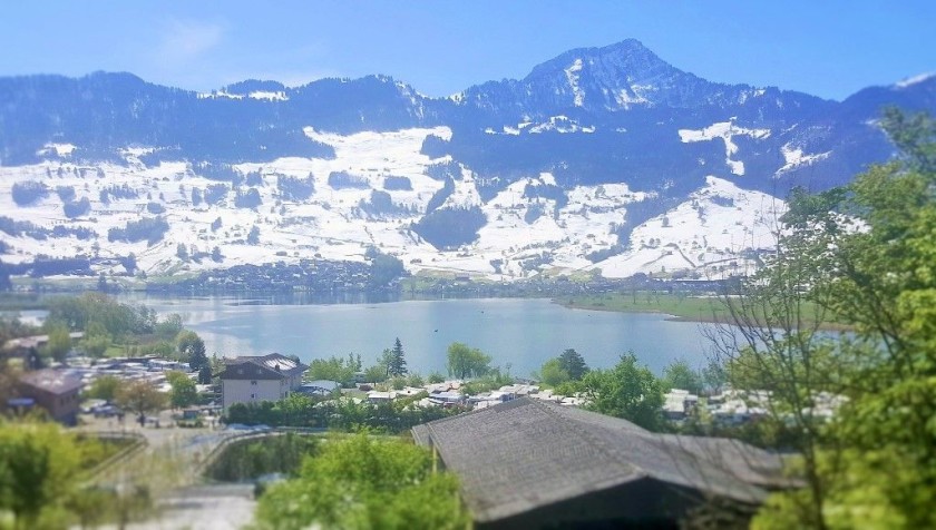 To the south of Arth-Goldau, passing the Lauerzersee, which is on the right
