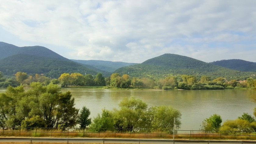 Travelling by the Danube after the train has crossed into Hungary