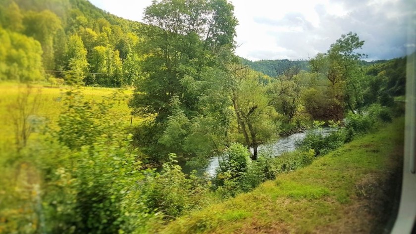 For much of the journey the train shares a valley with The River Neckar