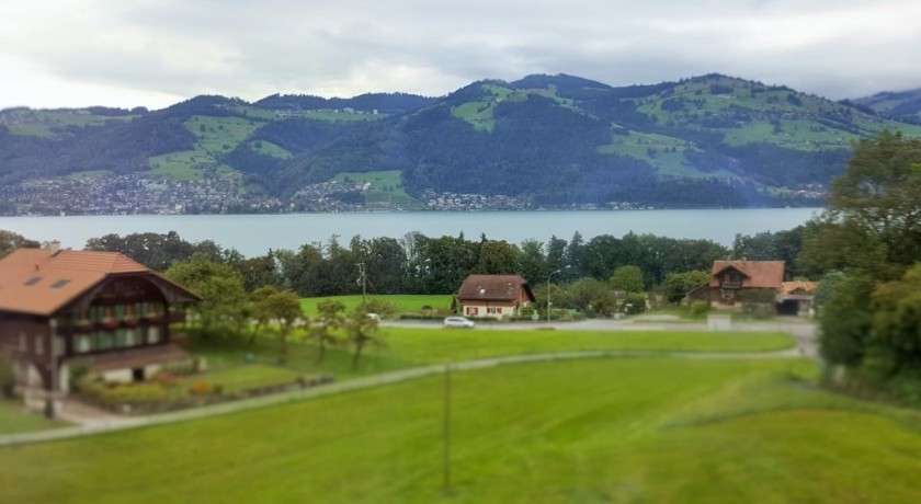 The view over Lake Thun from the right in better weather