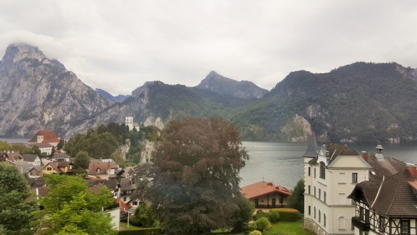 Gmunden seen from a train heading south