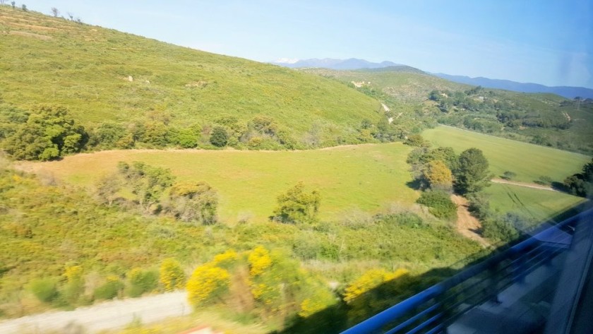 The view from a viaduct on the high speed line between Figueres and Perpignan