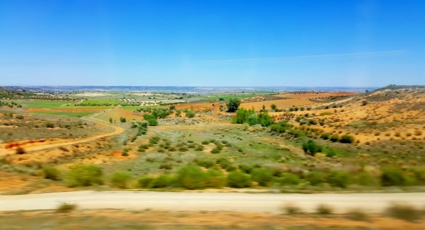 A typical distant view over the central Spanish plains from an AVE between Madrid and Barcelona