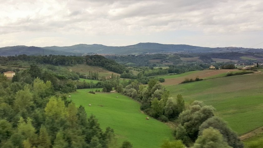 A typical view of the rolling countryside on the way to Roma